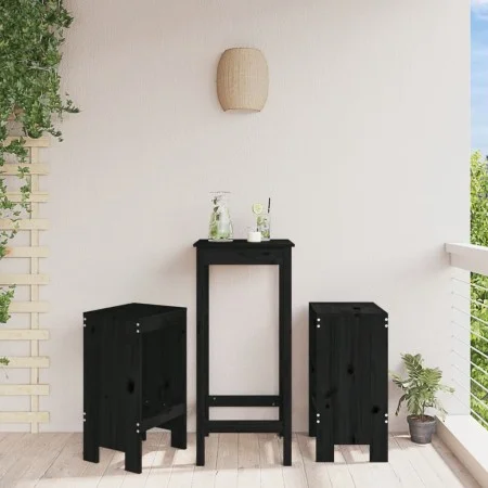 Küchenhocker 2 Stück aus massivem schwarzem Kiefernholz 40x36x75 cm von vidaXL, Gartenstühle - Ref: Foro24-825349, Preis: 89,...