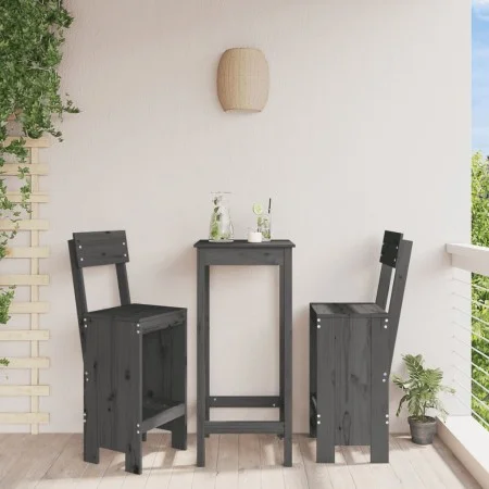 Taburetes de cocina 2 uds madera de pino gris 40x48,5x115,5 cm de vidaXL, Sillas de jardín - Ref: Foro24-825361, Precio: 112,...