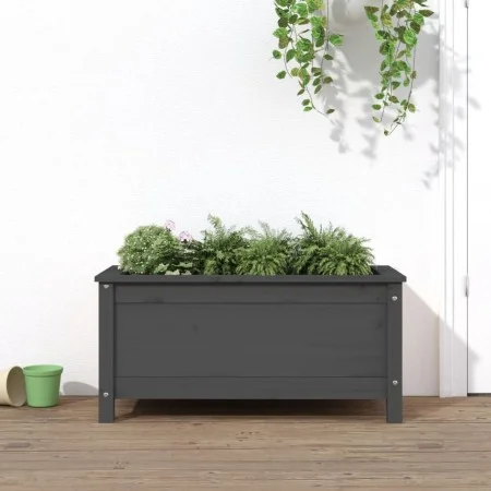 Solid gray pine wood planter 82.5x40x39 cm by vidaXL, Pots and planters - Ref: Foro24-825256, Price: 75,87 €, Discount: %