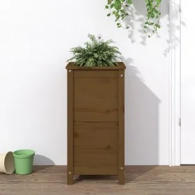 Jardinera madera maciza de pino marrón miel 40x40x78 cm de vidaXL, Maceteros y jardineras - Ref: Foro24-825278, Precio: 83,22...