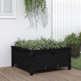 Jardinera madera maciza de pino negro 82,5x82,5x39 cm