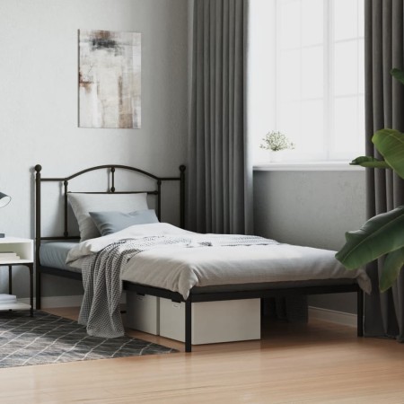 Bettgestell mit schwarzem Metallkopfteil 107x203 cm von vidaXL, Betten und Lattenroste - Ref: Foro24-353435, Preis: 82,22 €, ...