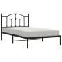 Bed frame with black metal headboard 107x203 cm by vidaXL, Beds and slatted bases - Ref: Foro24-353435, Price: 80,90 €, Disco...