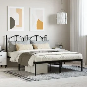 Bettgestell mit schwarzem Metallkopfteil 140x200 cm von vidaXL, Betten und Lattenroste - Ref: Foro24-353440, Preis: 120,43 €,...