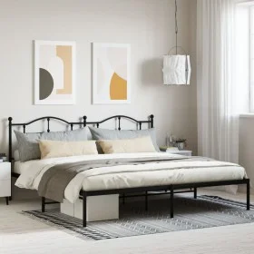 Bed frame with black metal headboard 200x200 cm by vidaXL, Beds and slatted bases - Ref: Foro24-353446, Price: 129,83 €, Disc...