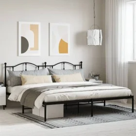 Bed frame with black metal headboard 193x203 cm by vidaXL, Beds and slatted bases - Ref: Foro24-353445, Price: 116,73 €, Disc...