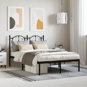 Bed frame with black metal headboard 120x190 cm by vidaXL, Beds and slatted bases - Ref: Foro24-353436, Price: 110,86 €, Disc...