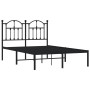 Estructura de cama con cabecero metal negro 120x190 cm de vidaXL, Camas y somieres - Ref: Foro24-353436, Precio: 110,75 €