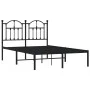 Estructura de cama con cabecero metal negro 120x190 cm de vidaXL, Camas y somieres - Ref: Foro24-353436, Precio: 109,08 €, De...
