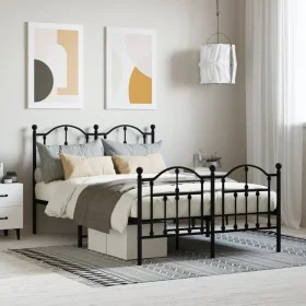 Black metal headboard and footboard bed frame 120x200 cm by vidaXL, Beds and slatted bases - Ref: Foro24-353455, Price: 109,9...