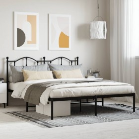 Bed frame with black metal headboard 183x213 cm by vidaXL, Beds and slatted bases - Ref: Foro24-353444, Price: 127,10 €, Disc...