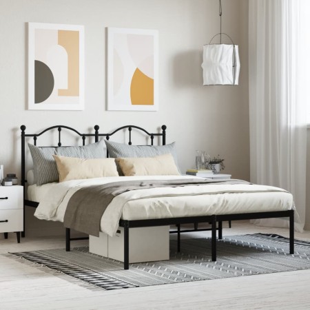 Estructura de cama con cabecero metal negro 140x190 cm de vidaXL, Camas y somieres - Ref: Foro24-353439, Precio: 100,25 €, De...