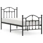 Bed frame with headboard and black metal footboard 75x190 cm by vidaXL, Beds and slatted bases - Ref: Foro24-353447, Price: 8...