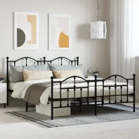 Black metal headboard and footboard bed frame 183x213cm by vidaXL, Beds and slatted bases - Ref: Foro24-353462, Price: 133,85...