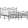 Black metal headboard and footboard bed frame 183x213cm by vidaXL, Beds and slatted bases - Ref: Foro24-353462, Price: 135,80...