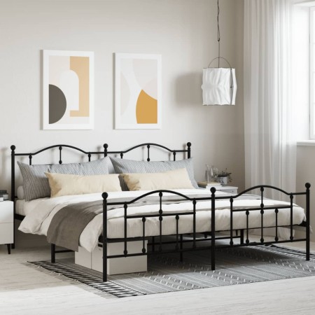 Estructura de cama cabecero y estribo metal negro 193x203cm de vidaXL, Camas y somieres - Ref: Foro24-353463, Precio: 148,09 ...