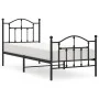 Bed frame with headboard and black metal footboard 90x200 cm by vidaXL, Beds and slatted bases - Ref: Foro24-353450, Price: 9...