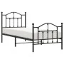 Bed frame with headboard and black metal footboard 90x200 cm by vidaXL, Beds and slatted bases - Ref: Foro24-353450, Price: 9...