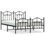 Estructura de cama cabecero y estribo metal negro 140x190 cm