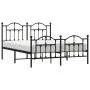 Black metal headboard and footboard bed frame 140x190 cm by vidaXL, Beds and slatted bases - Ref: Foro24-353457, Price: 123,5...