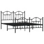 Black metal headboard and footboard bed frame 140x190 cm by vidaXL, Beds and slatted bases - Ref: Foro24-353457, Price: 123,5...