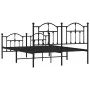 Black metal headboard and footboard bed frame 140x190 cm by vidaXL, Beds and slatted bases - Ref: Foro24-353457, Price: 123,5...
