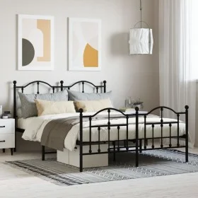 Black metal headboard and footboard bed frame 140x200 cm by vidaXL, Beds and slatted bases - Ref: Foro24-353458, Price: 140,8...