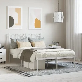 Metal bed frame with white headboard 120x190 cm by vidaXL, Beds and slatted bases - Ref: Foro24-353485, Price: 93,57 €, Disco...