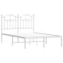 Metal bed frame with white headboard 120x190 cm by vidaXL, Beds and slatted bases - Ref: Foro24-353485, Price: 93,57 €, Disco...