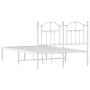 Bettgestell aus Metall mit weißem Kopfteil 120x190 cm von vidaXL, Betten und Lattenroste - Ref: Foro24-353485, Preis: 94,85 €...