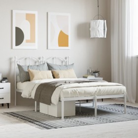 Bettgestell aus Metall mit weißem Kopfteil 120x200 cm von vidaXL, Betten und Lattenroste - Ref: Foro24-353486, Preis: 102,27 ...
