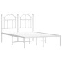 Bettgestell aus Metall mit weißem Kopfteil 120x200 cm von vidaXL, Betten und Lattenroste - Ref: Foro24-353486, Preis: 102,27 ...