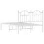 Bettgestell aus Metall mit weißem Kopfteil 120x200 cm von vidaXL, Betten und Lattenroste - Ref: Foro24-353486, Preis: 102,27 ...