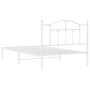 Metal bed frame with white headboard 107x203 cm by vidaXL, Beds and slatted bases - Ref: Foro24-353484, Price: 82,22 €, Disco...