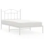Bettgestell aus Metall mit weißem Kopfteil 100x190 cm von vidaXL, Betten und Lattenroste - Ref: Foro24-353482, Preis: 78,48 €...