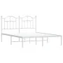 Estructura de cama de metal con cabecero blanca 135x190 cm de vidaXL, Camas y somieres - Ref: Foro24-353487, Precio: 118,34 €...
