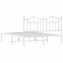 Metal bed frame with white headboard 135x190 cm by vidaXL, Beds and slatted bases - Ref: Foro24-353487, Price: 120,41 €, Disc...