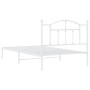 Metal bed frame with white headboard 100x200 cm by vidaXL, Beds and slatted bases - Ref: Foro24-353483, Price: 77,43 €, Disco...