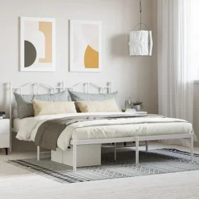 Metal bed frame with white headboard 180x200 cm by vidaXL, Beds and slatted bases - Ref: Foro24-353492, Price: 144,61 €, Disc...