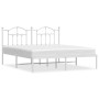 Bettgestell aus Metall mit weißem Kopfteil 180x200 cm von vidaXL, Betten und Lattenroste - Ref: Foro24-353492, Preis: 147,38 ...