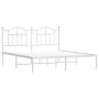 Estructura de cama de metal con cabecero blanco 180x200 cm de vidaXL, Camas y somieres - Ref: Foro24-353492, Precio: 144,50 €...