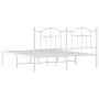 Estructura de cama de metal con cabecero blanco 180x200 cm de vidaXL, Camas y somieres - Ref: Foro24-353492, Precio: 144,50 €...