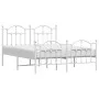 Metal bed frame with headboard and white footboard 140x200 cm by vidaXL, Beds and slatted bases - Ref: Foro24-353507, Price: ...