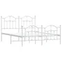 Metal bed frame with headboard and white footboard 140x200 cm by vidaXL, Beds and slatted bases - Ref: Foro24-353507, Price: ...