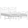Metal bed frame with headboard and white footboard 140x190 cm by vidaXL, Beds and slatted bases - Ref: Foro24-353506, Price: ...