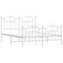 Metal bed frame with headboard and white footboard 140x190 cm by vidaXL, Beds and slatted bases - Ref: Foro24-353506, Price: ...