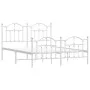 Metal bed frame with headboard and white footboard 140x190 cm by vidaXL, Beds and slatted bases - Ref: Foro24-353506, Price: ...