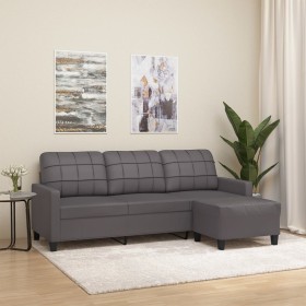3-seater sofa with stool gray synthetic leather 180 cm by vidaXL, Sofas - Ref: Foro24-3201016, Price: 318,51 €, Discount: %