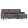 3-seater sofa with stool gray synthetic leather 180 cm by vidaXL, Sofas - Ref: Foro24-3201016, Price: 305,50 €, Discount: %