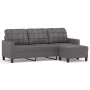 3-seater sofa with stool gray synthetic leather 180 cm by vidaXL, Sofas - Ref: Foro24-3201016, Price: 275,40 €, Discount: %